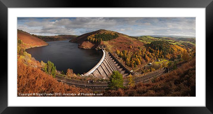 Llyn Clywedog Autumn panorama Framed Mounted Print by Creative Photography Wales