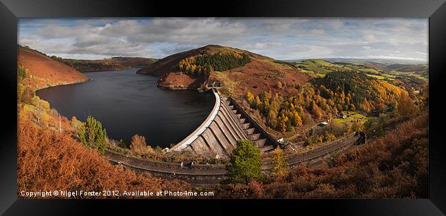 Llyn Clywedog Autumn panorama Framed Print by Creative Photography Wales