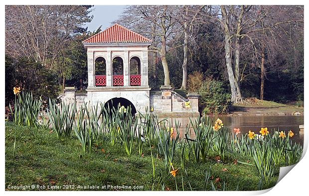 Boathouse in spring Print by Rob Lester