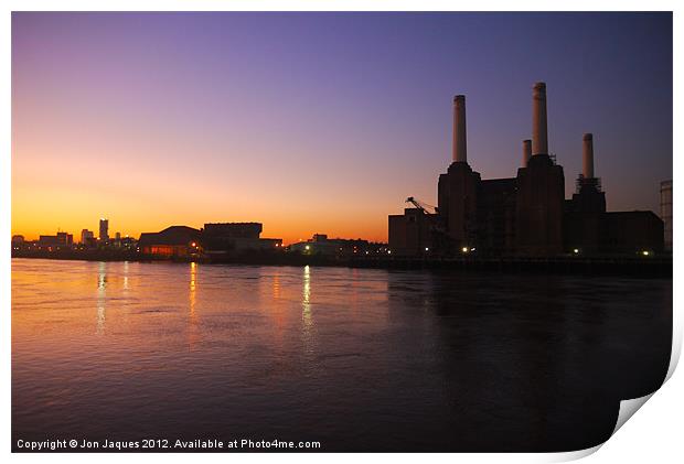 Sunrise at Battersea Power Station Print by Jon Jaques