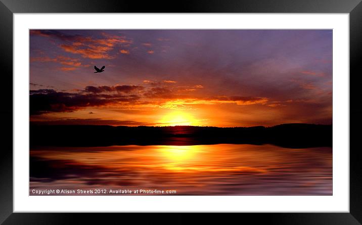 Sunset Framed Mounted Print by Alison Streets