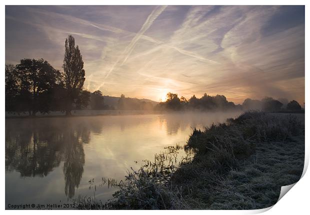 Sunrise over Mapledurham Print by Jim Hellier