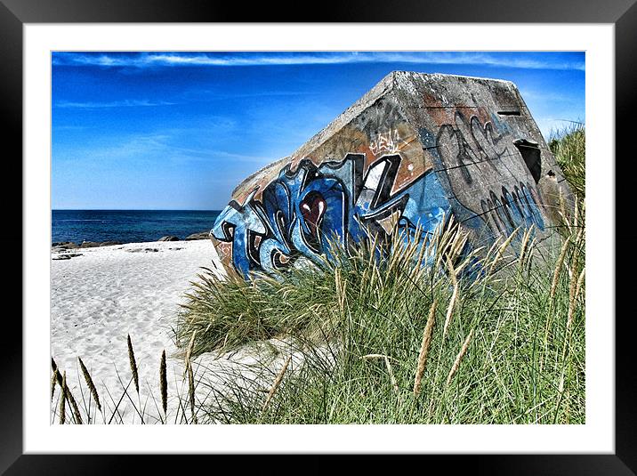 Graffitied Pillbox, Brittany, France Framed Mounted Print by suzie Attaway