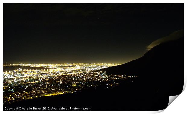 Cape Town at night Print by Valerie Brown