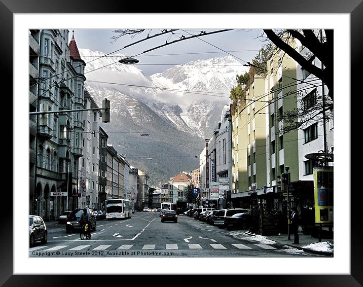 Down Town Up Mountain Framed Mounted Print by Lucy Steele