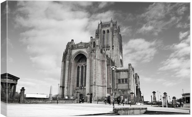 Liverpool Anglican Cathedral bw Canvas Print by David French