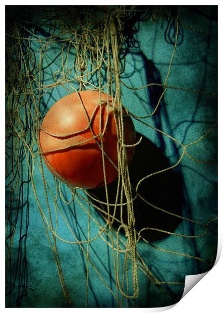 nets and buoy Print by Heather Newton
