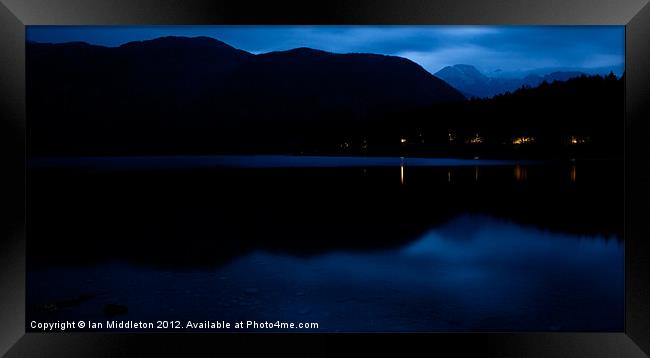 Lake Bohinj at dusk Framed Print by Ian Middleton