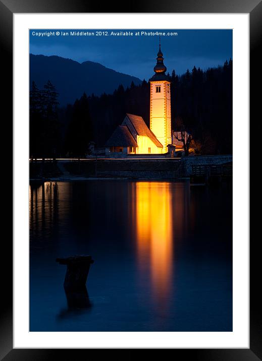 Church at dusk Framed Mounted Print by Ian Middleton