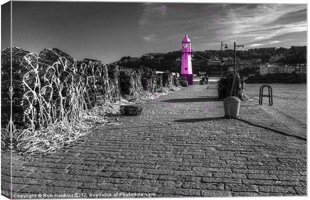 Pink Lighhouse at St Ives Canvas Print by Rob Hawkins