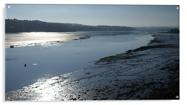 River Teign, Devon, October Dusk Acrylic by Judy Dann