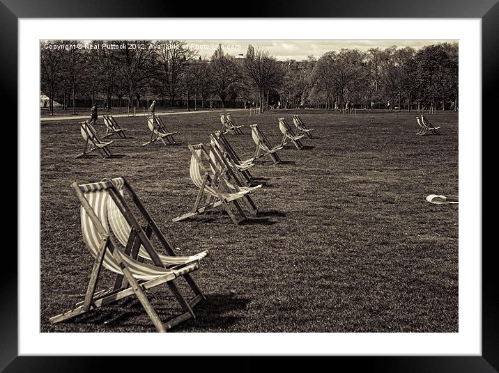 Deckchairs Framed Mounted Print by Neal P