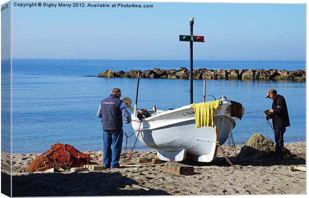 Fishermen at work Canvas Print by Digby Merry