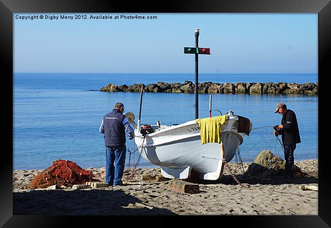 Fishermen at work Framed Print by Digby Merry