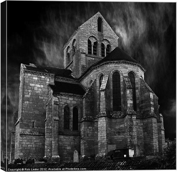 Spooky French church Canvas Print by Rob Lester