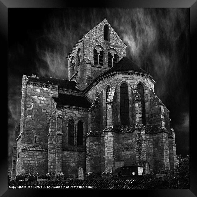 Spooky French church Framed Print by Rob Lester