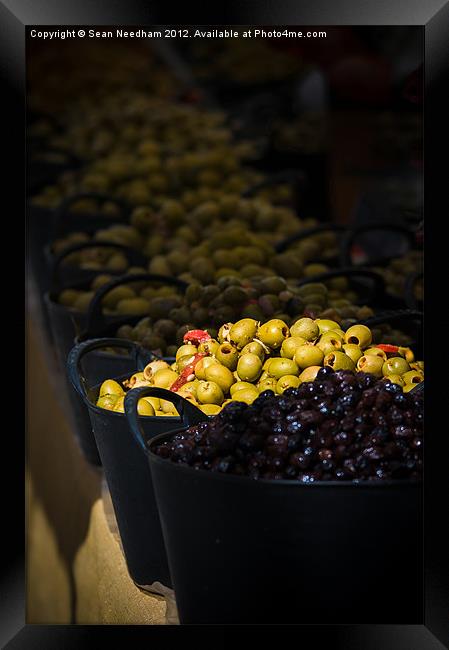 Barrel of Olives Framed Print by Sean Needham