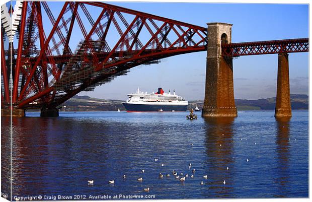 Queen Mary2 at Forth Bridge Canvas Print by Craig Brown
