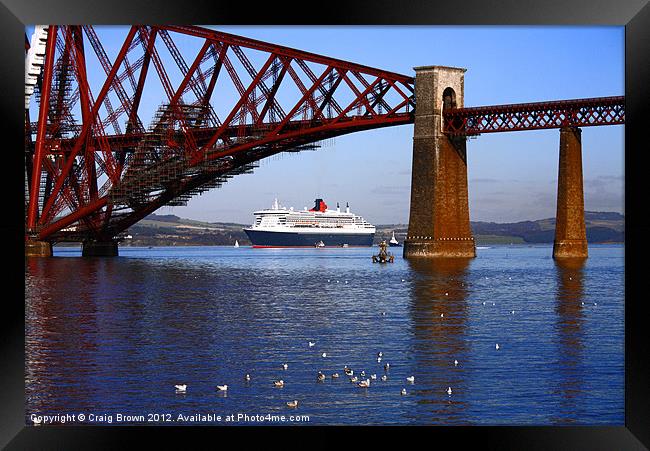 Queen Mary2 at Forth Bridge Framed Print by Craig Brown