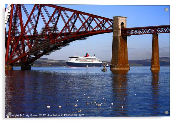 Queen Mary2 at Forth Bridge Acrylic by Craig Brown