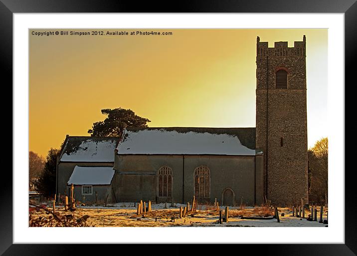 Chediston Church in the Snow Framed Mounted Print by Bill Simpson