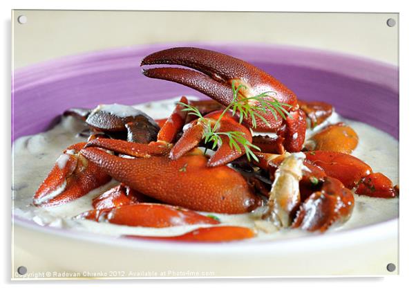Crayfish and mushroom ragout Acrylic by Radovan Chrenko