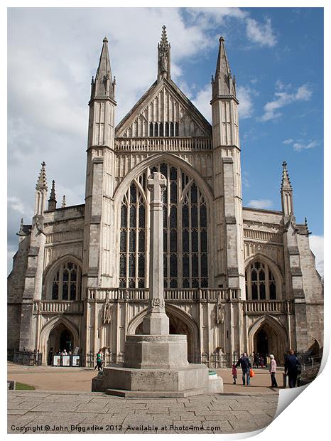 Winchester Cathedral and monument Print by John Biggadike