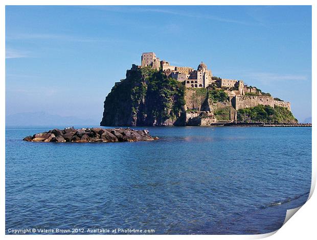 Aragonese Castle in Ischia Print by Valerie Brown