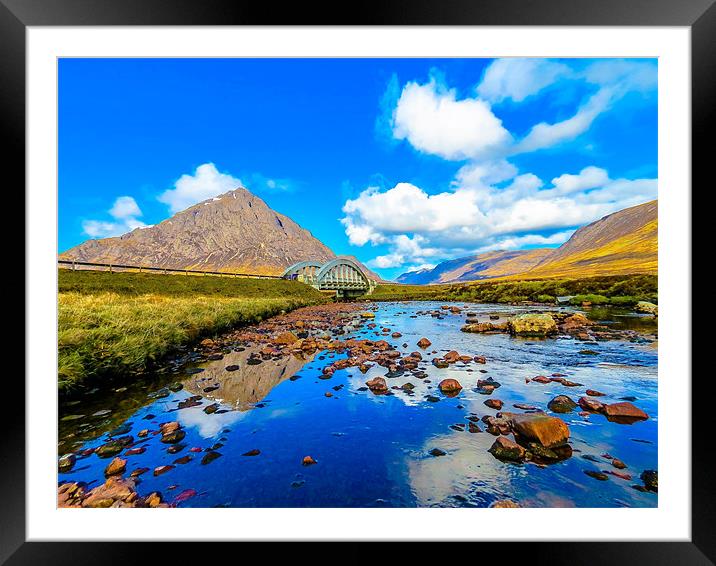 Etive Mor and Bridge to Glencoe Framed Mounted Print by Patrick MacRitchie