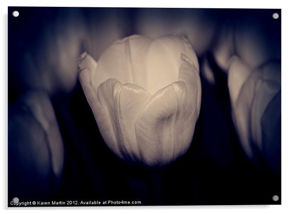 Tulip Blues Acrylic by Karen Martin