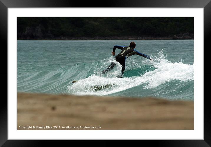 Falling Surfer Framed Mounted Print by Mandy Rice
