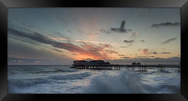 Cromer Pier - Sunrise Framed Print by Simon Wrigglesworth
