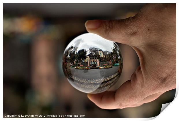 Port Merion in a crystal ball Print by Lucy Antony