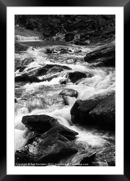 Welsh Rapids black and white Framed Mounted Print by Dan Davidson