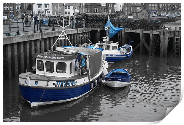 Blue Boat Print by Maria Tzamtzi Photography