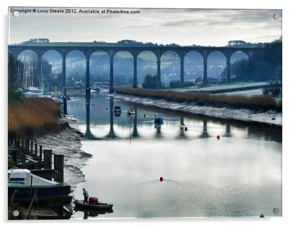 Christmas at Calstock viaduct Acrylic by Lucy Steele