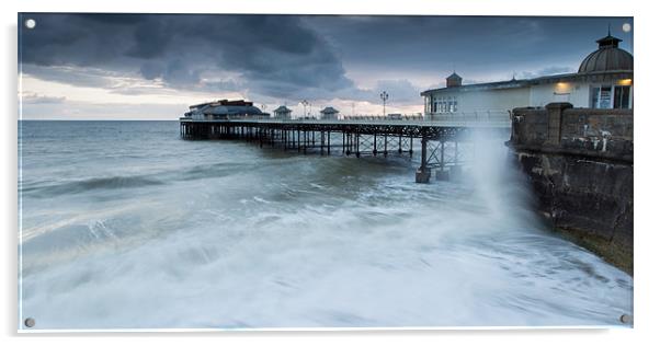 Cromer Pier high tide Acrylic by Simon Wrigglesworth