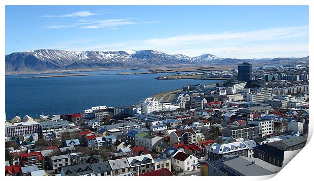 View over Reykjavik Print by Isla Sault