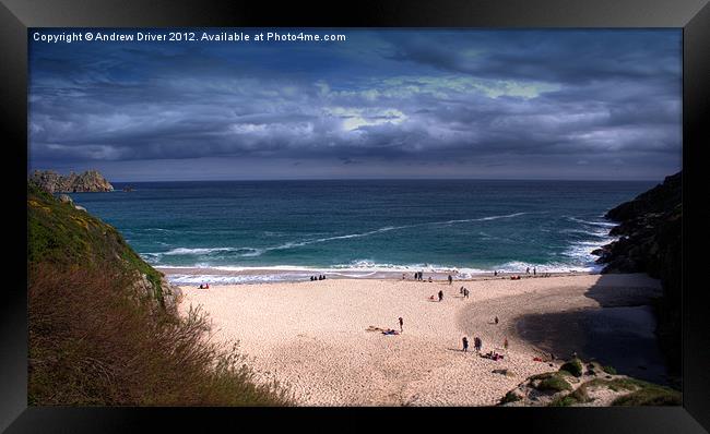 Porthcurno in Spring Framed Print by Andrew Driver