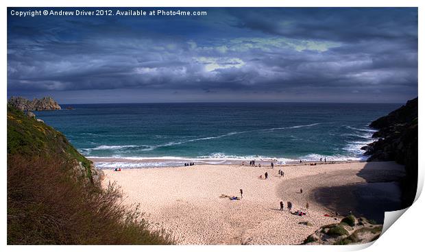 Porthcurno in Spring Print by Andrew Driver