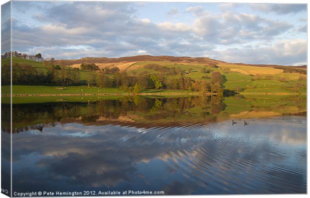 Ladybower - reflections and ripples Canvas Print by Pete Hemington