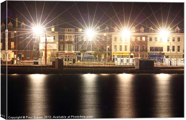Weymouth Sea Front in Lights Canvas Print by Paul Brewer