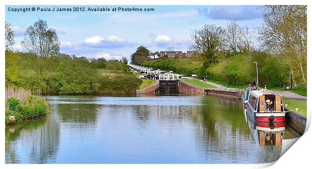 Caen Hill Locks, Kennet & Avon Canal Print by Paula J James