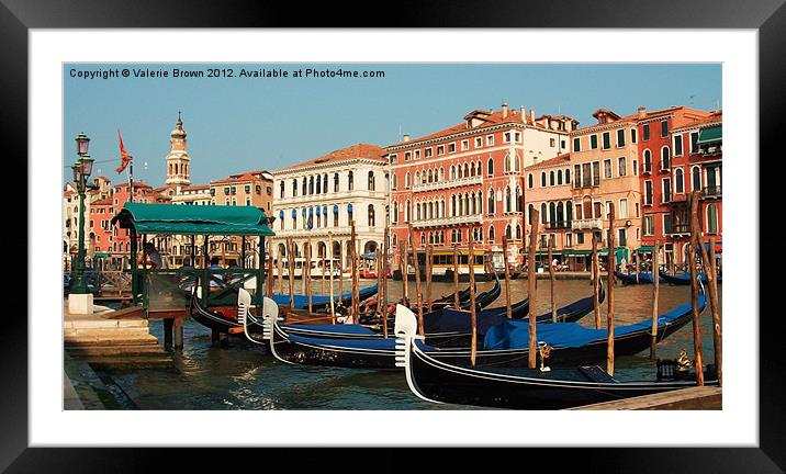 Gondolas in Venice Framed Mounted Print by Valerie Brown