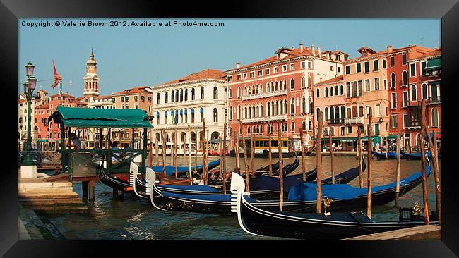 Gondolas in Venice Framed Print by Valerie Brown