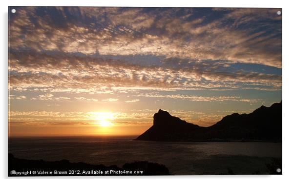 Sunset from Chapman's Peak Acrylic by Valerie Brown