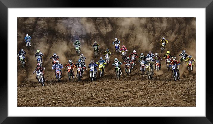 Motocross charge Framed Mounted Print by Sam Smith
