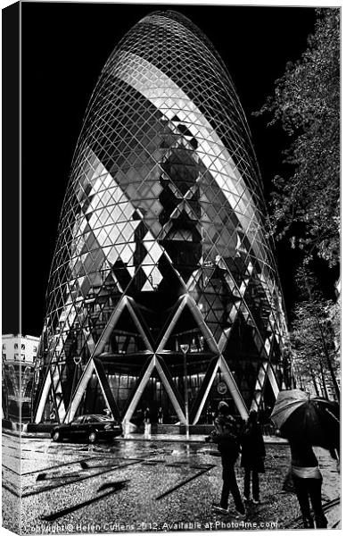 THE GHERKIN Canvas Print by Helen Cullens