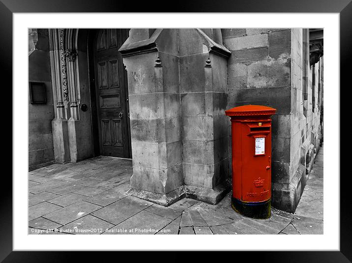 British Red Post Box Framed Mounted Print by Buster Brown