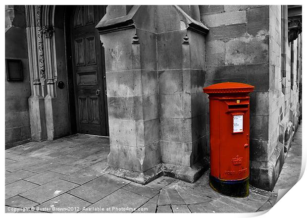 British Red Post Box Print by Buster Brown